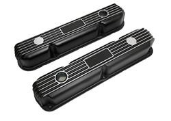 SMR Black Finned Aluminum Valve Covers Mopar LA V8 5.2L, 5.9L - Click Image to Close